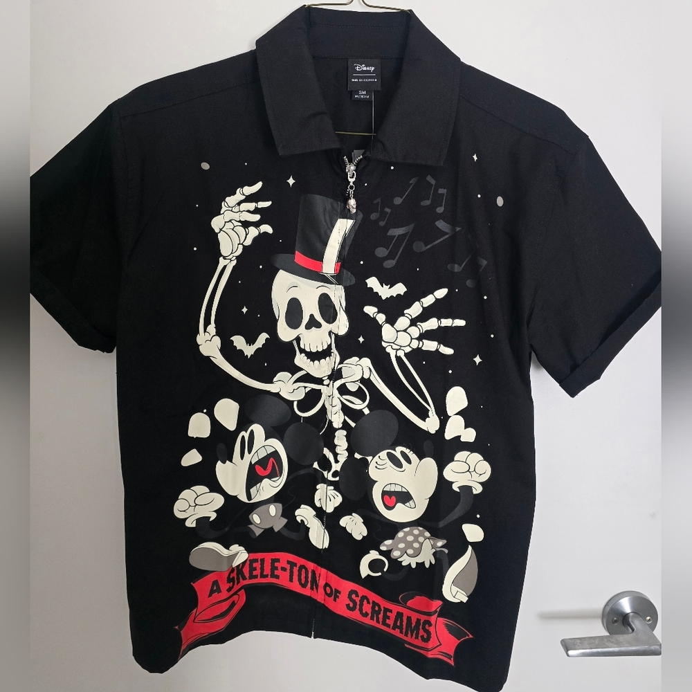 Disney Black Skeleton Graphic Men's Casual Shirt